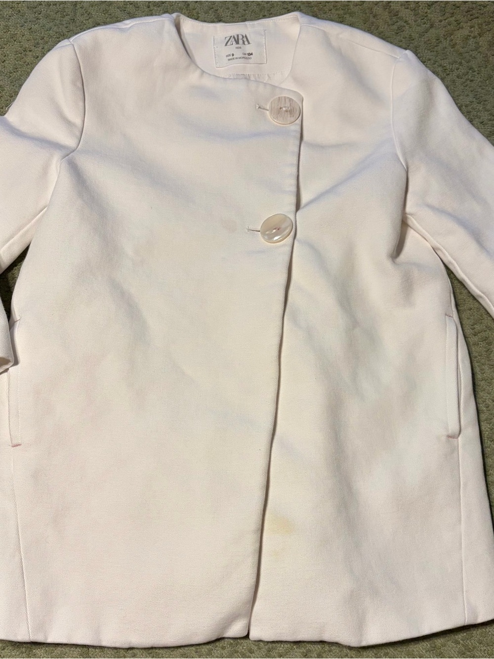 Zara Girls White Button-Front Coat